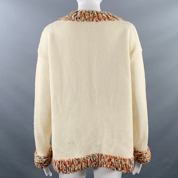 DIRK VAN SAENE Size M Cream Orange Beige Wool Knit Cardigan - Picture 4 of 9